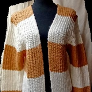 Love By Chesley - Tan and White Cardigan